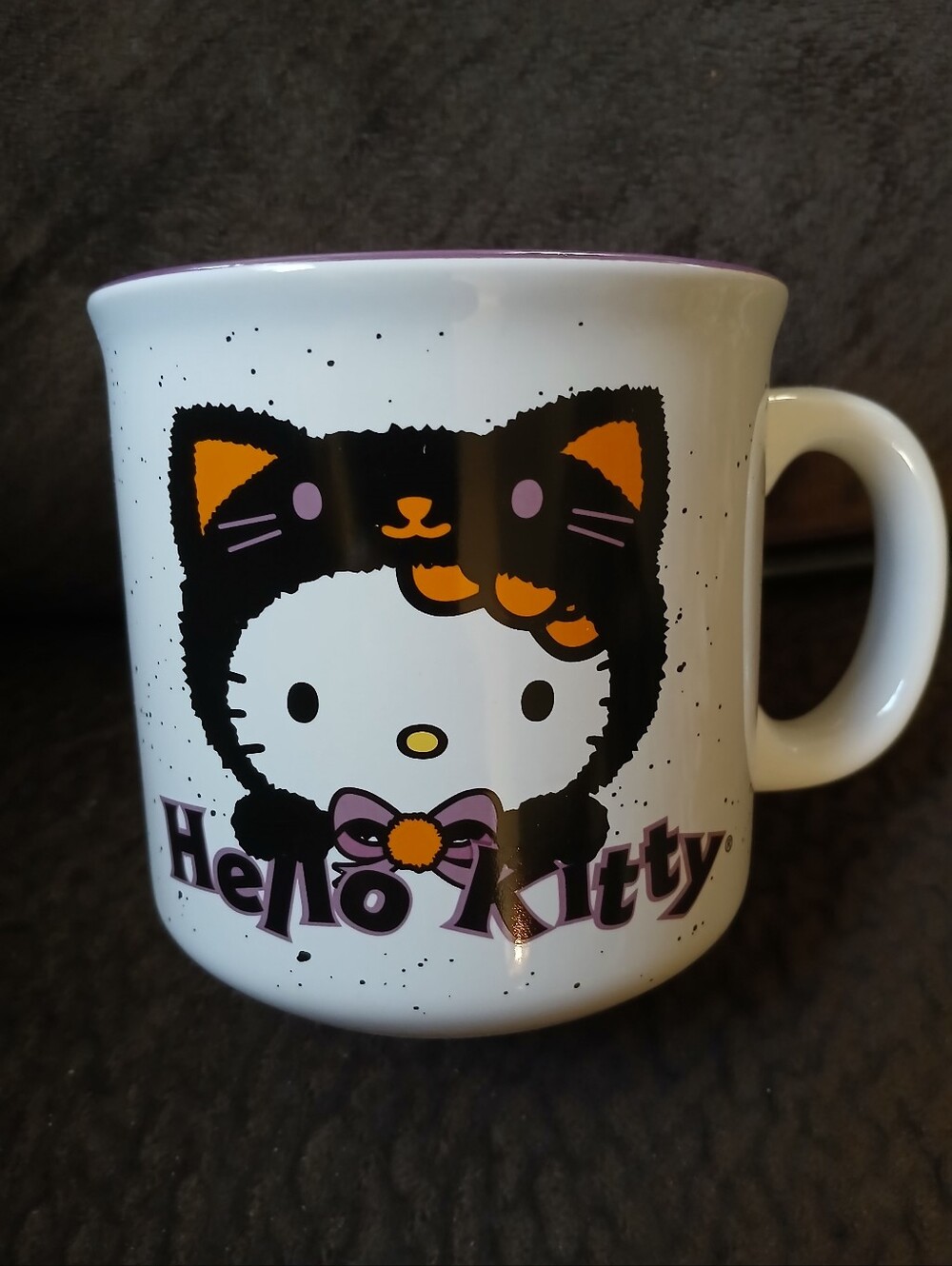 Hello Kitty Ceramic Speckled Coffee Mug Cup Halloween Trick Or Treat
